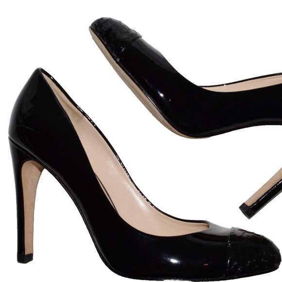 LA FENICE VENEZIA NEW SZ 8 M BLACK PATENT LEATHER PUMPS 4" STILETTO HEELS SHOES - Picture 4 of 9